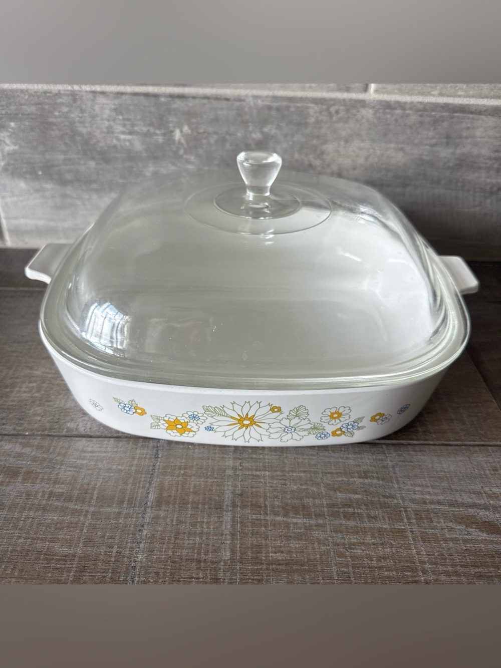 Vintage CorningWare Floral Banquet Casserole Dish W/ Lid 10”X10”X2” (2pcs)